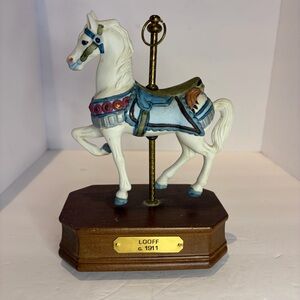 Carousel Horse Porcelain Figurine White Blue Loof c. 1911 Music Box Works